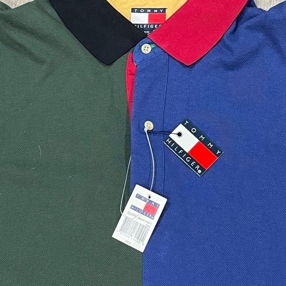 NWT New Old Stock XXL Tommy Hilfiger Color block Long Sleeve Polo Shirt - Picture 5 of 9